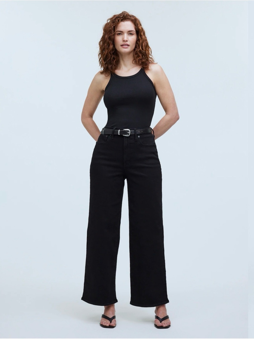 Madewell The Curvy Perfect Vintage Wide-Leg Jean in Black Rinse Wash